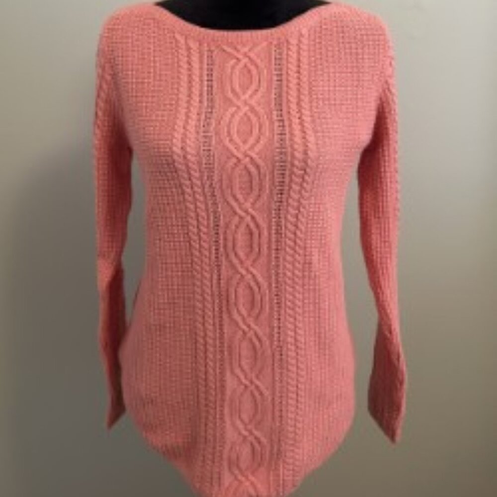 JEANNE PIERRE SMALL CORAL PUFF SWEATER